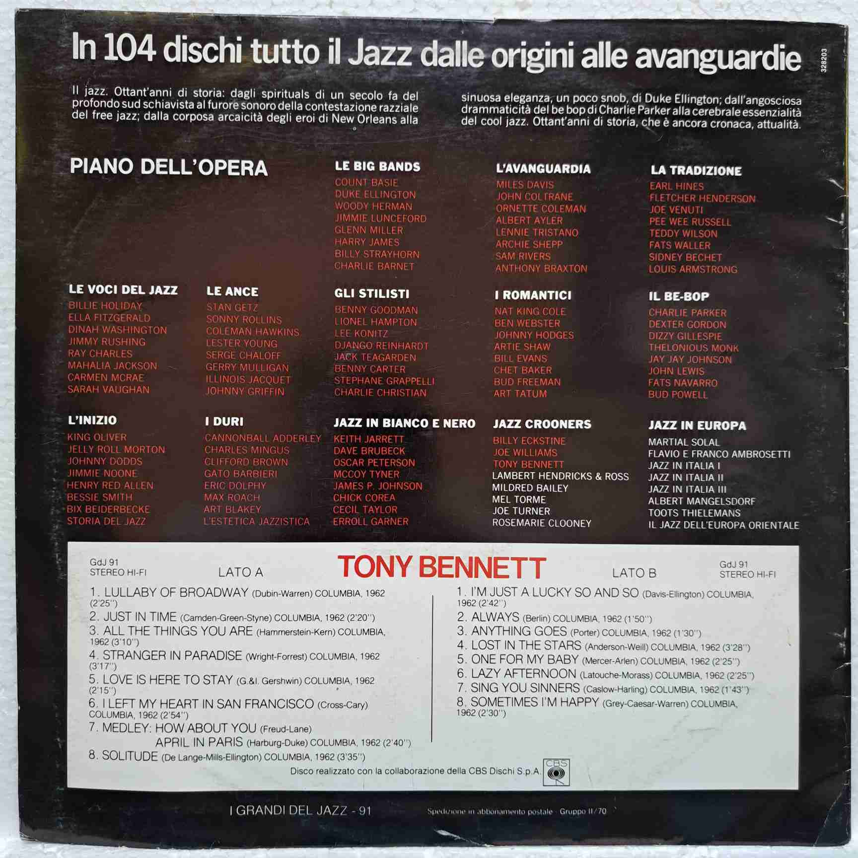 Tony Bennett – Tony Bennett - Disc Vinil LP VG Italy - imagine 3
