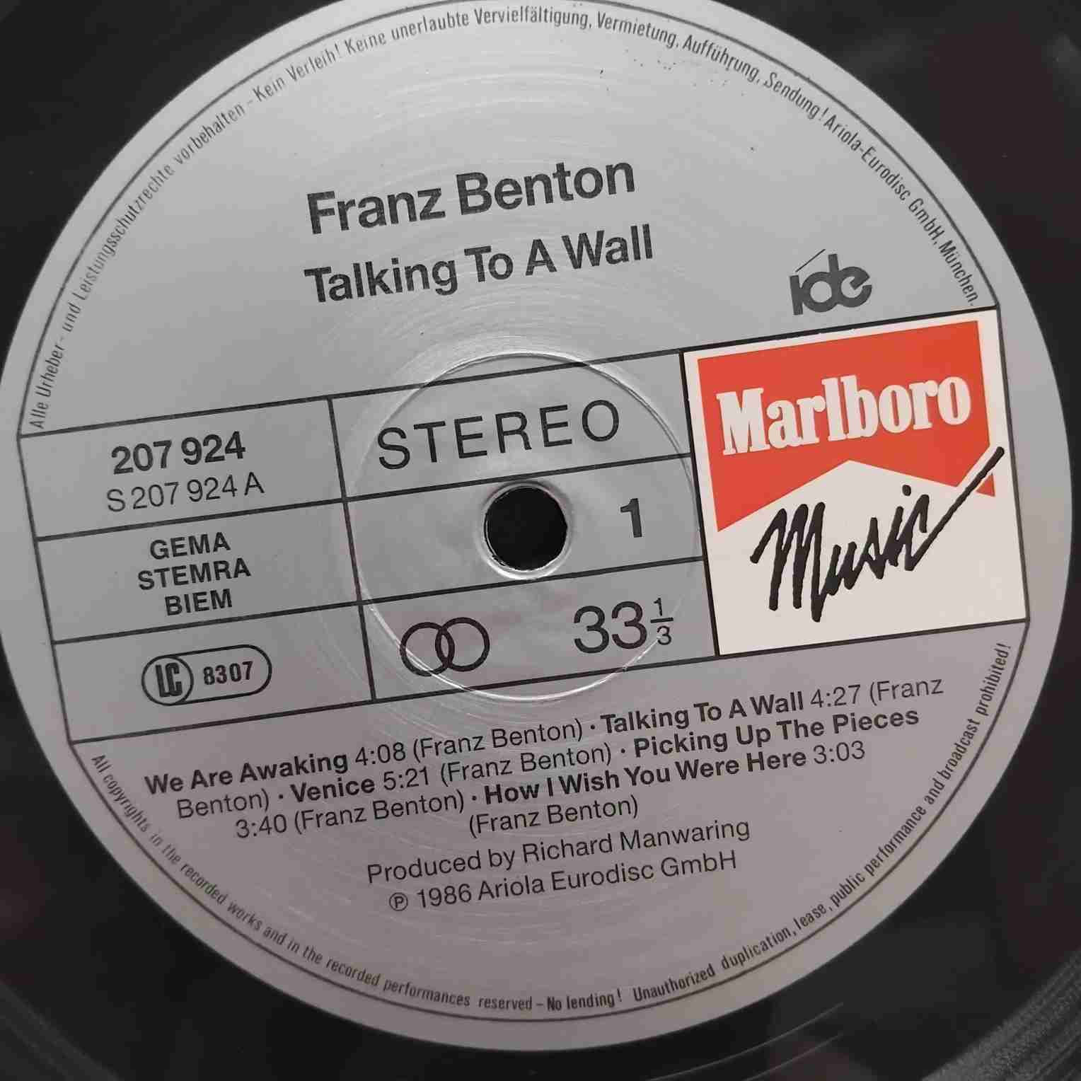Franz Benton – Talking To A Wall - Disc VINIL LP VG VG+ - imagine 2