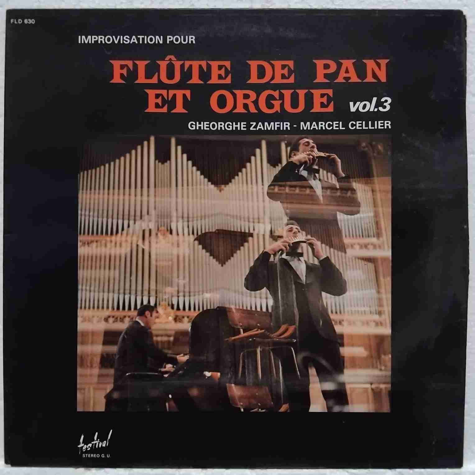 Gheorghe Zamfir - Marcel Cellier – Improvisation Pour Flûte De Pan Et Orgue Vol. 3 - Disc VINIL LP VG - imagine 3