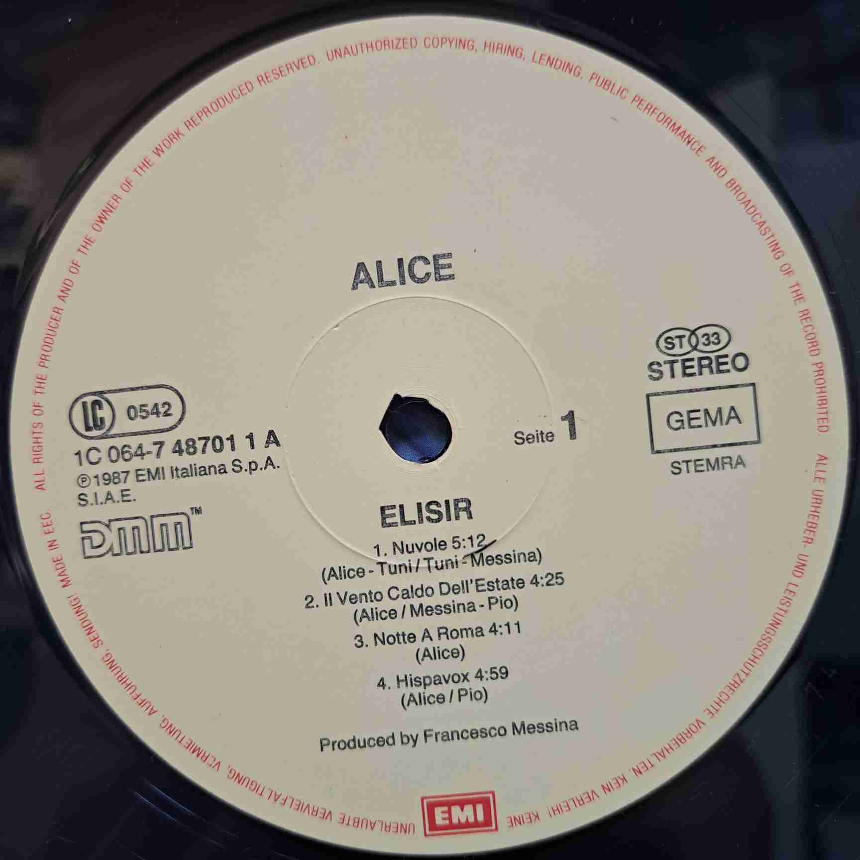 Alice – Elisir – Disc VINIL LP VG - imagine 2