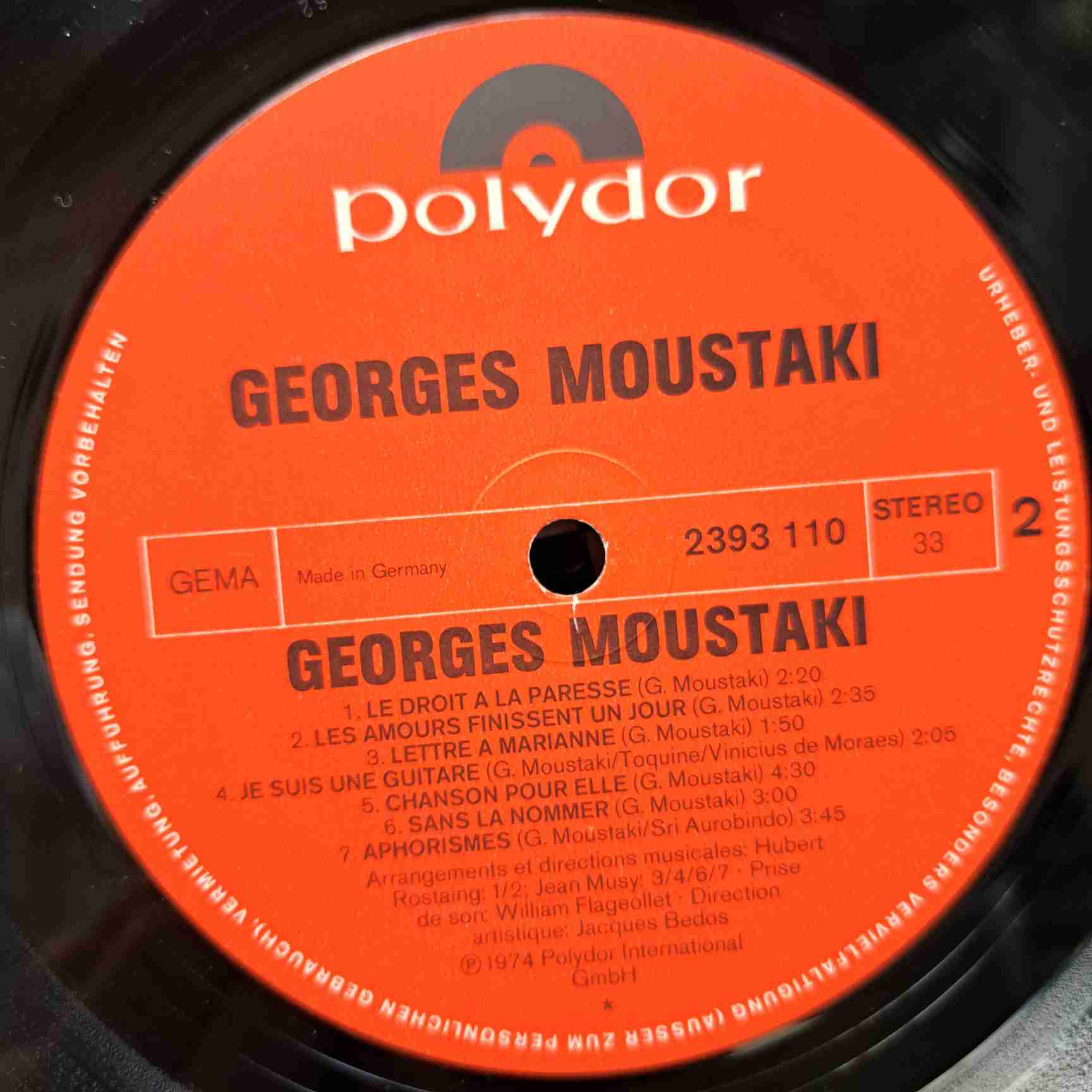 Georges Moustaki – Georges Moustaki - Disc VINIL LP EX - imagine 2
