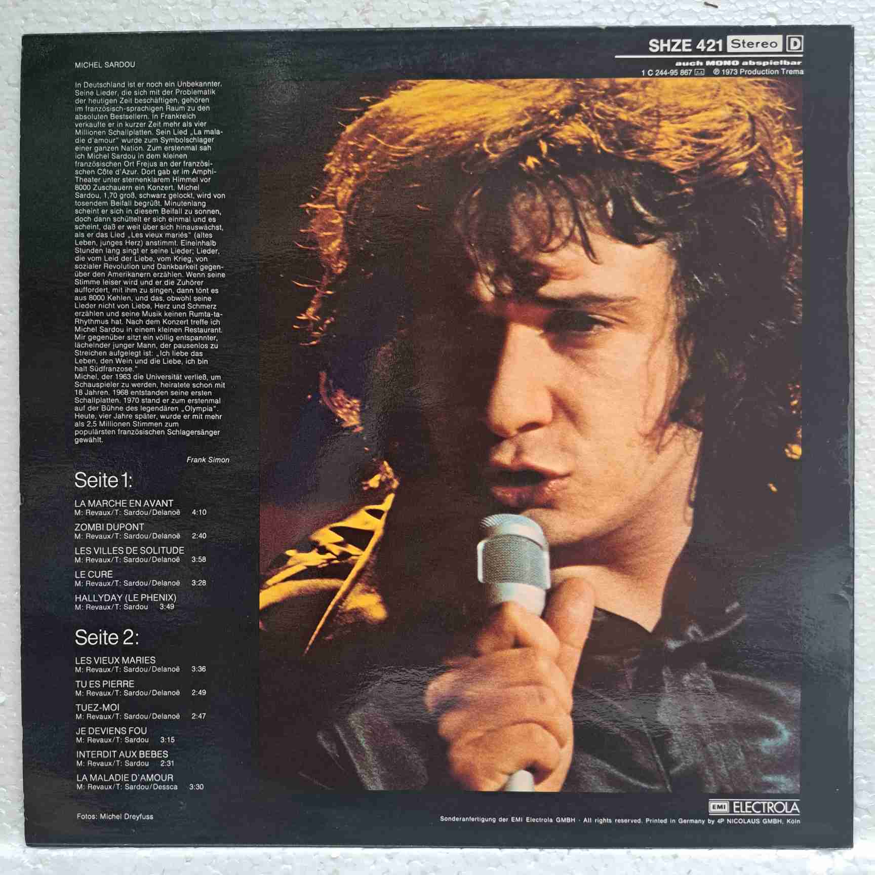 Michel Sardou – La Maladie D'Amour - Disc VINIL LP EX - imagine 3