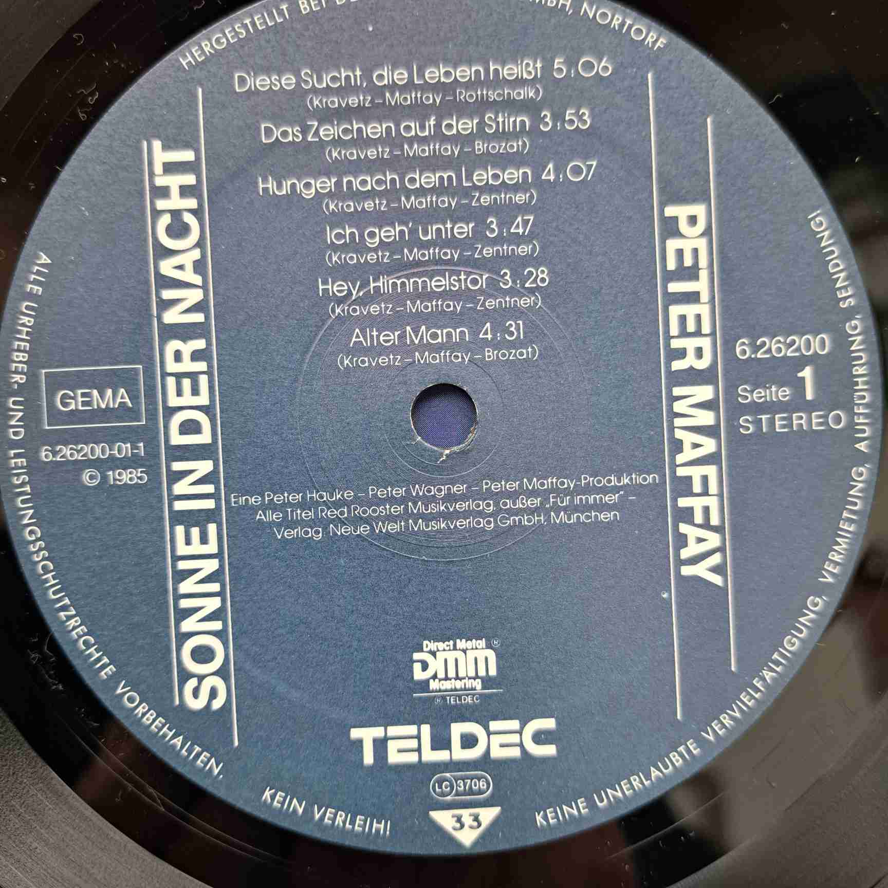 Peter Maffay – Sonne In Der Nacht – Disc VINIL LP VG+ - imagine 2