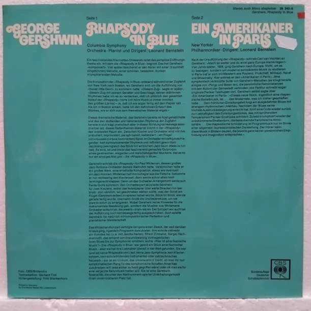 George Gershwin, Leonard Bernstein – Rhapsody In Blue / Ein Amerikaner In Paris - Disc VINIL LP - imagine 3