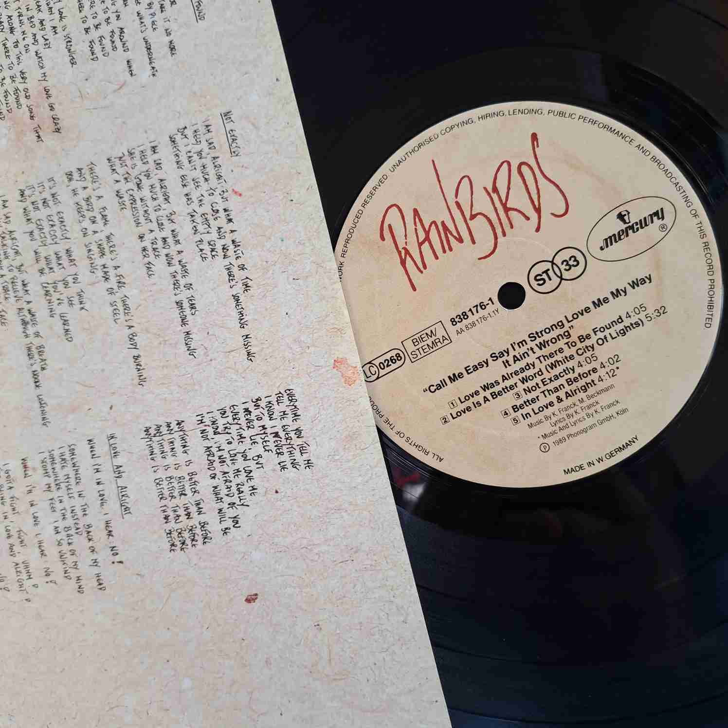 Rainbirds – Call Me Easy Say I'm Strong Love Me My Way It Ain't Wrong - Disc VINIL LP EX - imagine 2