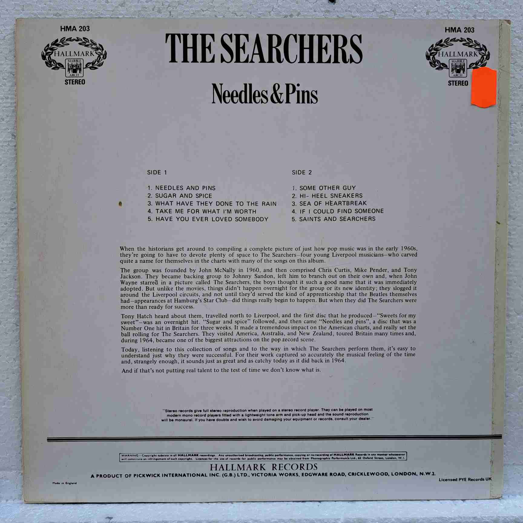 The Searchers – Needles & Pins - Disc VINIL LP UK - imagine 3